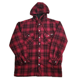 DICKIES Red & Black Plaid Button-Up Flannel Coat
